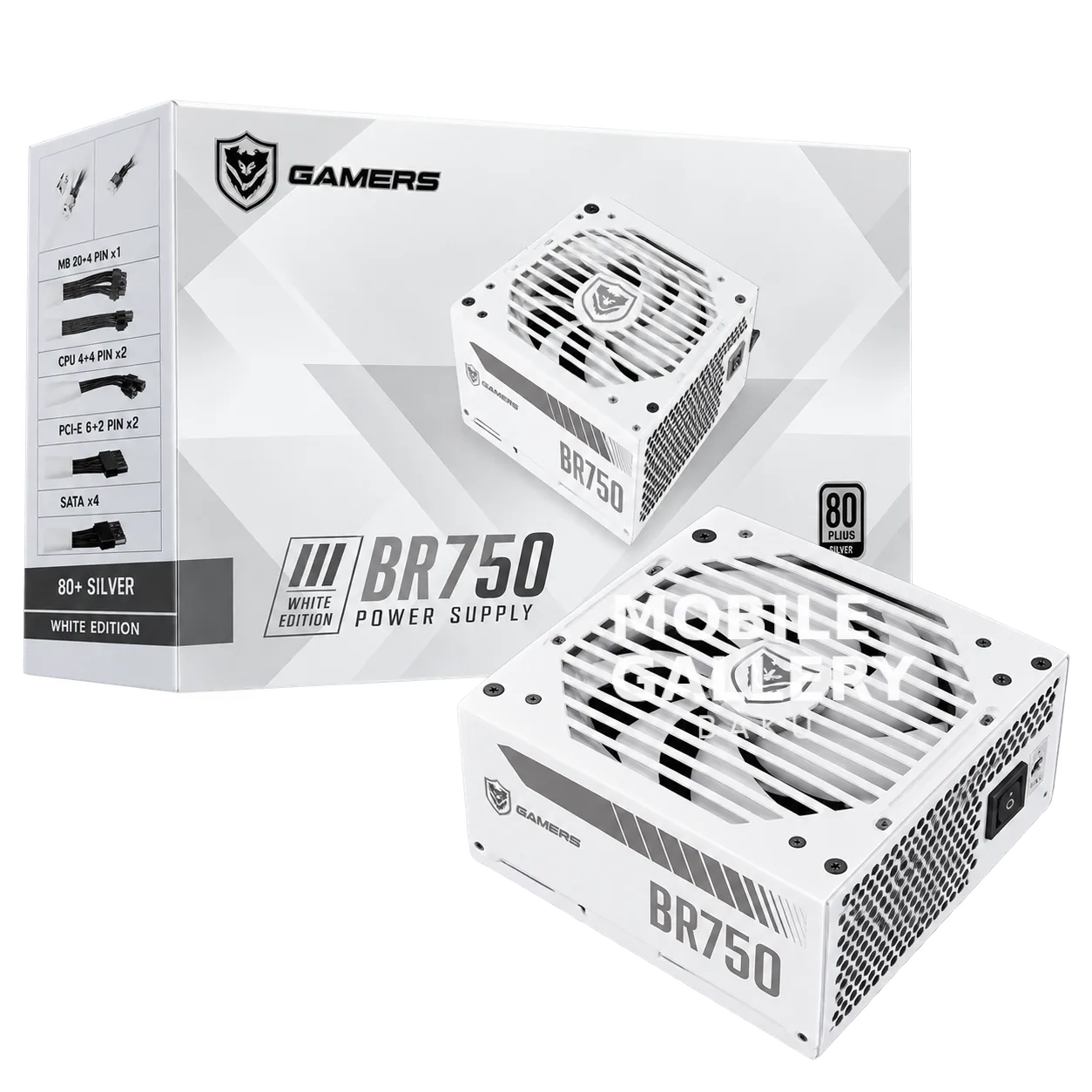 Gamers BR750 80+ Silver Gaming Power Supply White