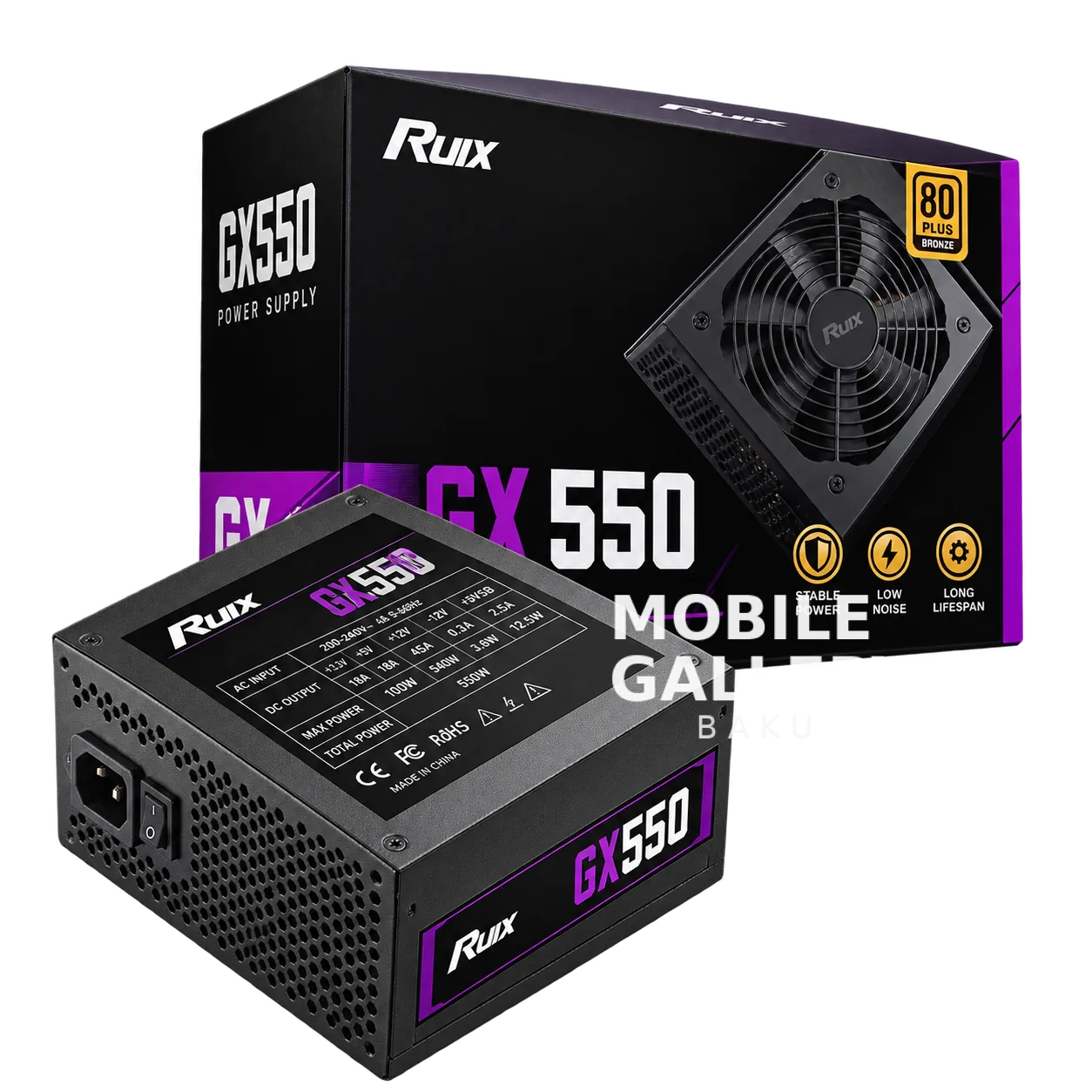 Ruix GX550 550W 80+ Bronze Power Supply