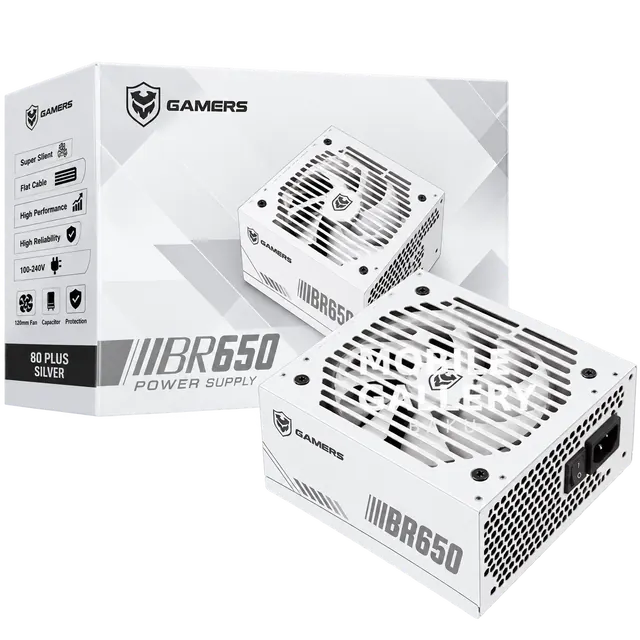 Gamers BR650 80+ Silver Gaming Power Supply White