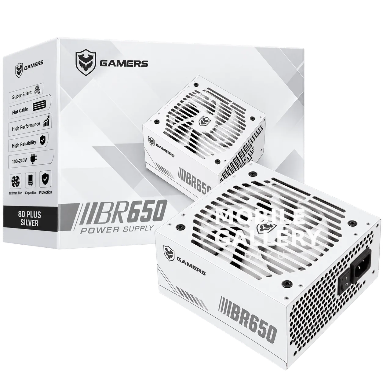 Gamers BR650 80+ Silver Gaming Power Supply White