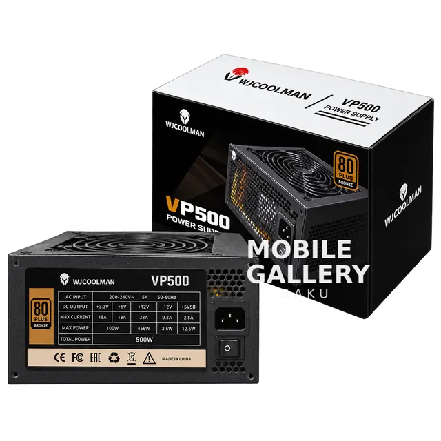 WJCoolman VP500 500W 80+ Bronze Power Supply