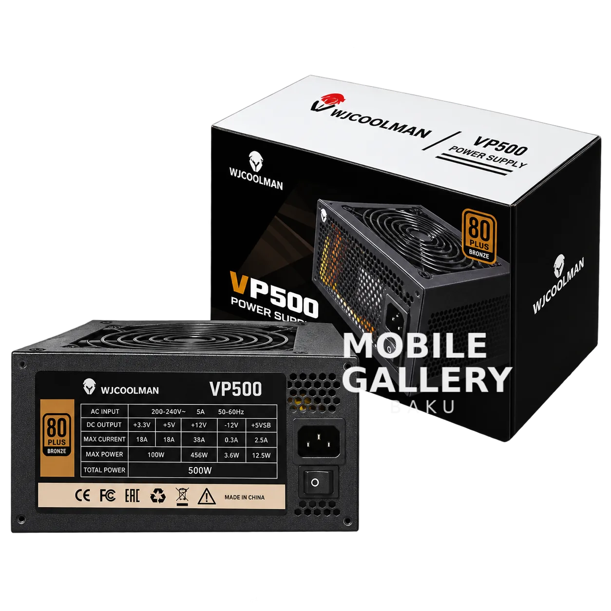WJCoolman VP500 500W 80+ Bronze Power Supply